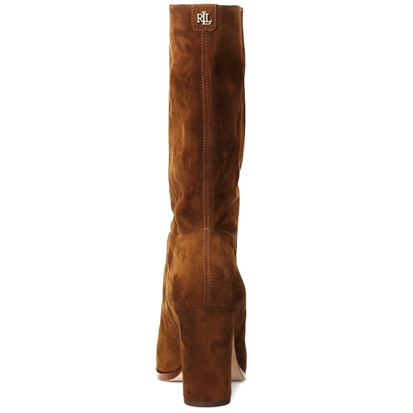 RALPH LAUREN ARTIZAN II BROWN SUEDE BOOTS Almond Toe Pull On Heeled Booties 9.5 - Picture 4 of 16